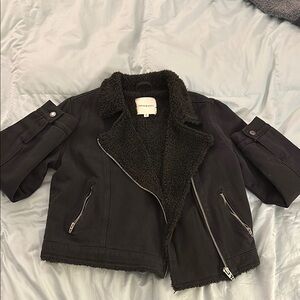 Black Sherpa-Lined Jacket